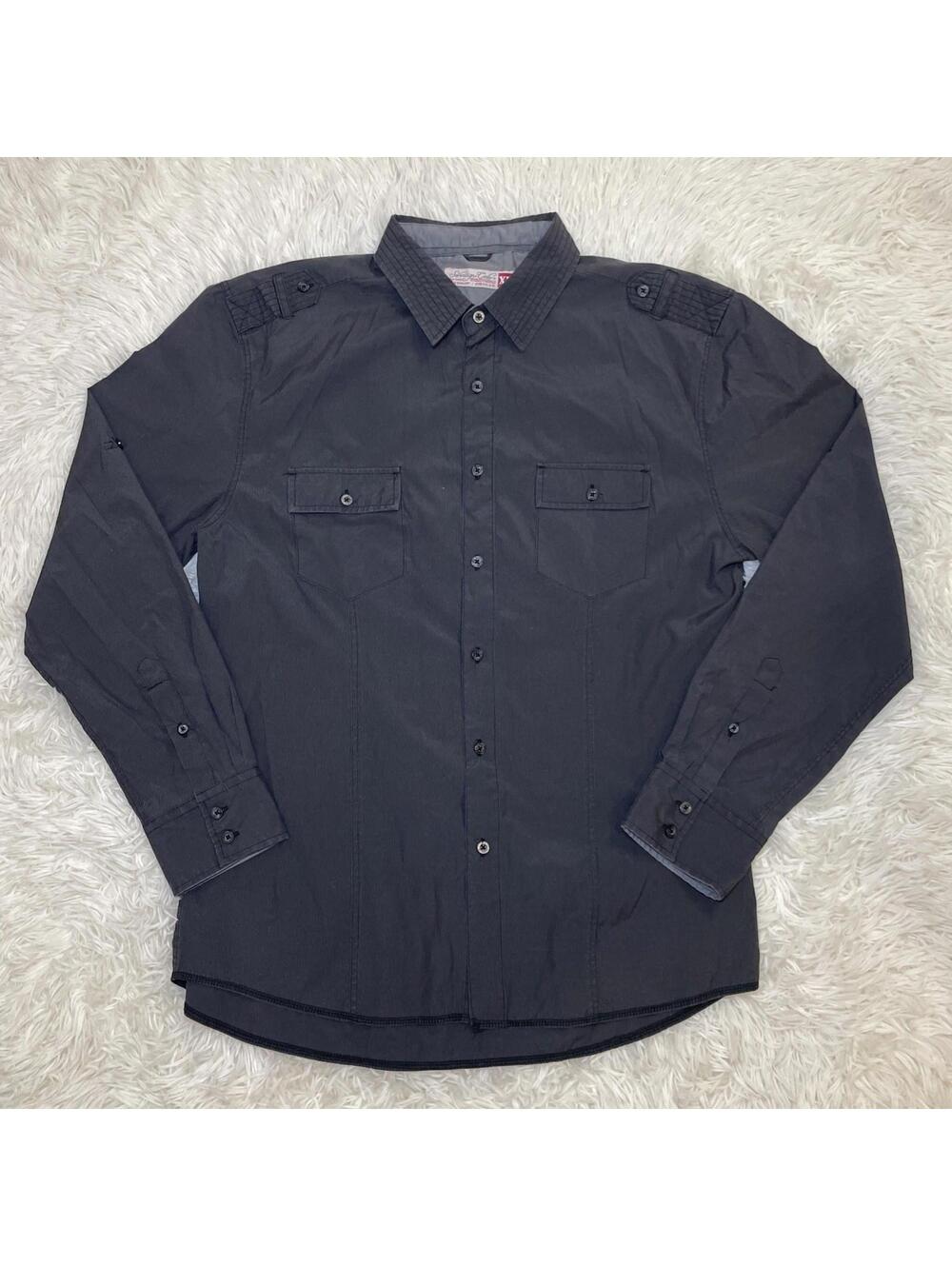 Sovereign Code Mens XL Button-Up Shirt In Dark Gray 2-Front Pocket Epaulet